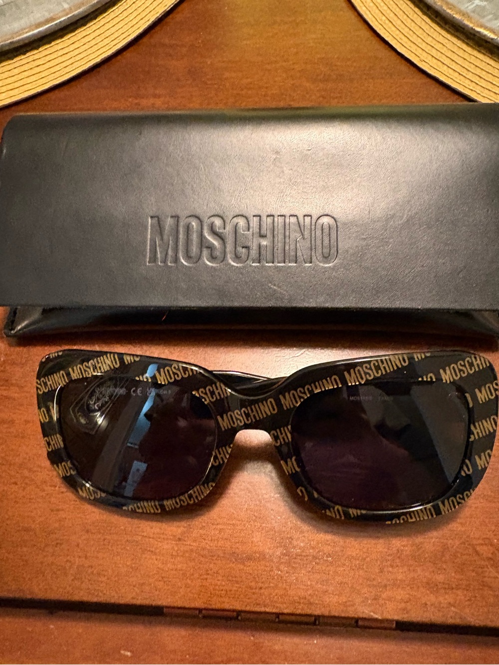 Moschino Black Sunglasses with Gold Logo Print